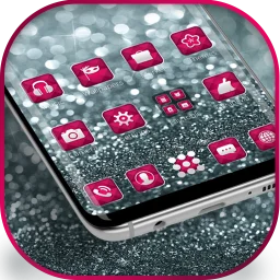 Иконка Серебряная розовая тема для блеска Galaxy S8